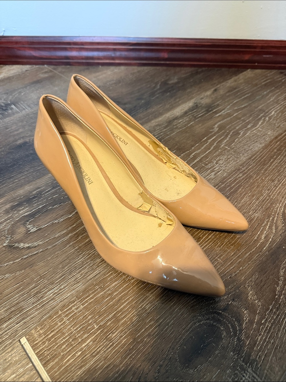 Enzo Angiolini Patent Pointed-Toe Pumps in Nude